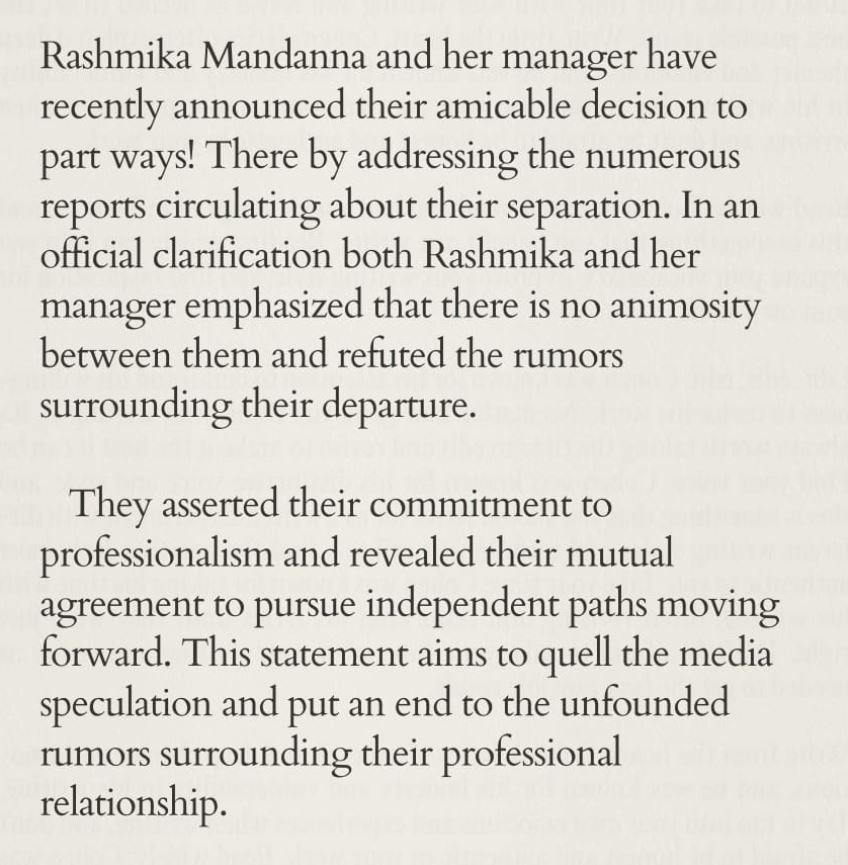 मैनेजर की धोखाधड़ी मामले पर Rashmika Mandanna ने तोड़ी चुप्पी, एक्ट्रेस ने बयान जारी कर बताया क्या है सच