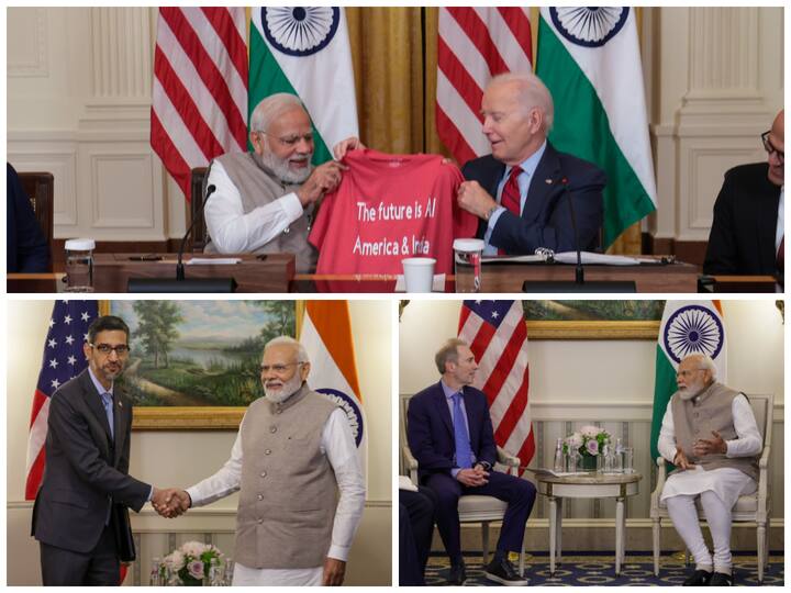 PM Narendra Modi met top industrialists and tech CEOs such as Sundar Pichai, Andy Jassy, and David L. Calhoun to discuss collaboration between US and India.