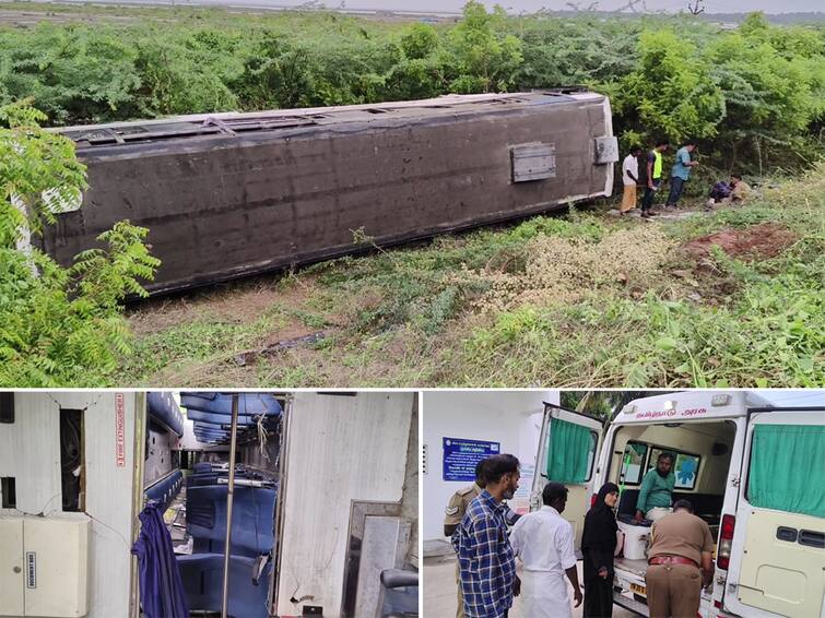 Govt bus overturns in marakkanam ECR accident More than 10 injured villupuram ECR Accident: பரபரப்பு.. விழுப்புரம், மரக்காணம் ஈசிஆரில் அரசு பேருந்து கவிழ்ந்து விபத்து...10-க்கும் மேற்பட்டோர் படுகாயம்...