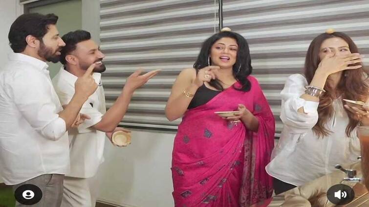 gol gappe eating competition befween sonam bajwa and binnu dhillon watch who won Sonam Bajwa: ਸੋਨਮ ਬਾਜਵਾ ਤੇ ਬਿਨੂੰ ਢਿੱਲੋਂ 'ਚ ਹੋਇਆ ਗੋਲਗੱਪੇ ਖਾਣ ਦਾ ਮੁਕਾਬਲਾ, ਦੇਖੋ ਕੌਣ ਜਿੱਤਿਆ