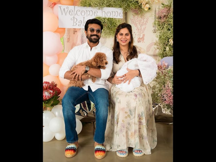 Ram Charan And Upasana Pose With Their Daughter In Adorable PIC Expresses Gratitude For The Warm Welcome Ram Charan And Upasana Pose With Their Daughter In Adorable PIC: 'Overwhelmed By The Warm Welcome For Our Little One'