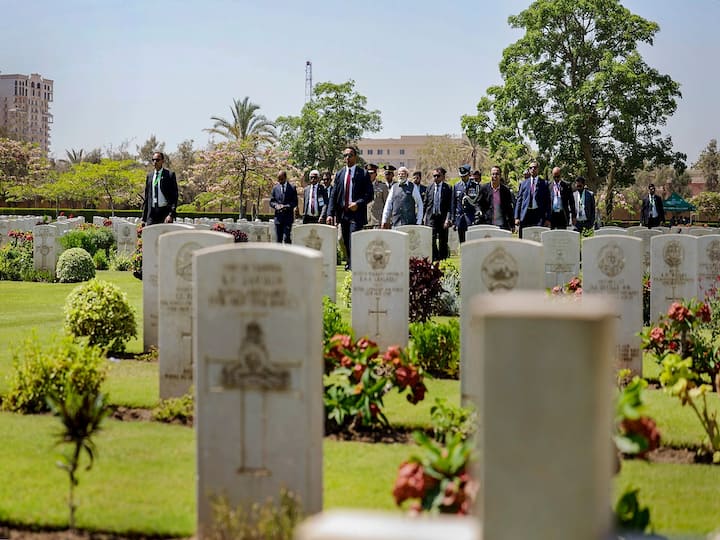 In a heartfelt tribute, Modi paid his respects at the Heliopolis Commonwealth War Cemetery, honoring the courage and sacrifice of over 4,300 brave Indian soldiers who laid down their lives in Egypt and Aden during World War I. (Image Source: PTI)