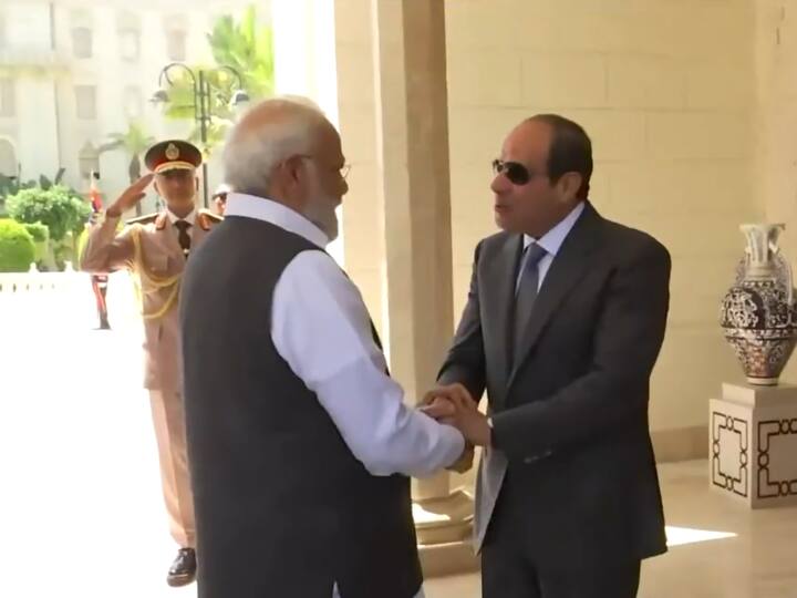 PM Modi Egypt Visit PM Modi Meets Egyptian President Abdel Fattah El-Sisi PM Modi Meets Egyptian President Abdel Fattah El-Sisi On His Maiden Visit: Watch