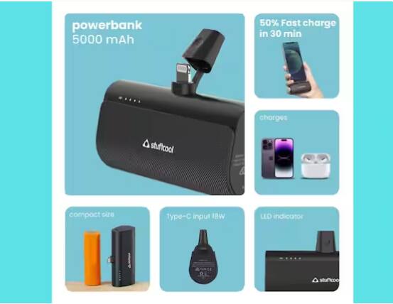 ਅਸੀਂ ਗੱਲ ਕਰ ਰਹੇ ਹਾਂ Stuffcool ਦੇ Snap Lightning 5000mAh ਪਾਵਰਬੈਂਕ ਦੀ। ਤੁਸੀਂ ਇਸ ਨੂੰ ਈ-ਕਾਮਰਸ ਵੈੱਬਸਾਈਟ ਐਮਾਜ਼ਾਨ ਤੋਂ ਖਰੀਦ ਸਕਦੇ ਹੋ। ਇਸ ਦੀ ਕੀਮਤ 2,399 ਰੁਪਏ ਹੈ। ਇਸ 'ਚ ਤੁਹਾਨੂੰ ਲਾਈਟਨਿੰਗ ਪੋਰਟ ਚਾਰਜਰ ਮਿਲਦਾ ਹੈ।
