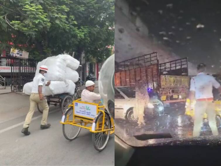 Hyderabad Traffic Police Carry Out Duty In Rain Applause From Netizens Video Goes Viral Hyderabad Traffic Police: వర్షంలో డ్యూటీ, రిక్షావాలాకు సాయం - పోలీసుల డెడికేషన్‌కు ఫిదా అవుతున్న నెటిజన్లు