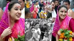 মহাকালেশ্বর মন্দিরে পুজো দিয়ে কীর্তনে মগ্ন, গোলাপি শাড়িতে অচেনা সারা