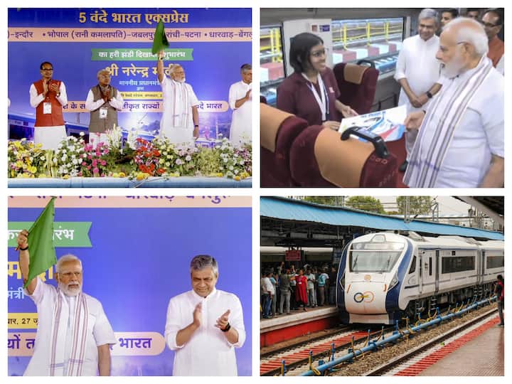Prime Minister Narendra Modi flagged off five Vande Bharat trains from Bhopal in Madhya Pradesh on Tuesday and interacted with school children who were aboard the trains.