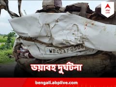 দুই লরির মাঝে দুমড়ে গেল গাড়ি, বাড়ি ফেরার পথেই মারা গেলেন প্রৌঢ় দম্পতি ও চালক