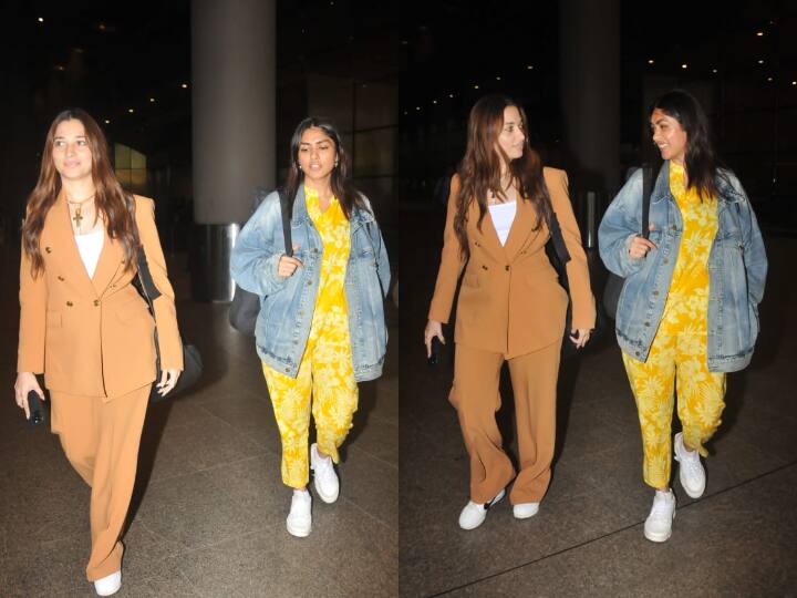 Tamannah Bhatia With Mrunal Thakur At Airport: तमन्ना भाटिया की इसी सप्ताह वेब सीरीज 'लस्ट स्टोरिज 2' रिलीज होने वाली है. इससे पहले एक्ट्रेस को मृणला ठाकुर के साथ एयरपोर्ट पर स्पॉट किया गया.