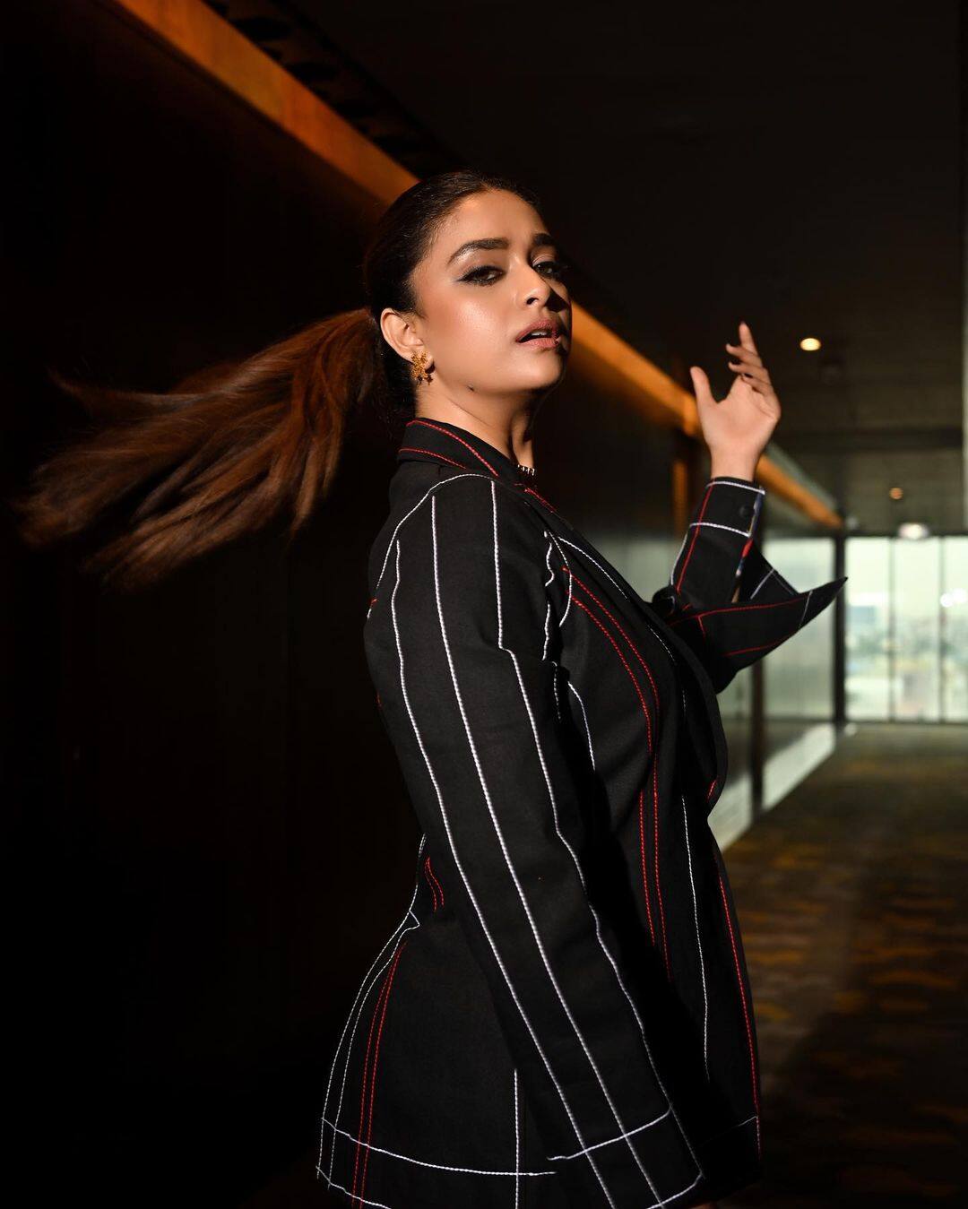 Keerthy Suresh Gives Boss Vibes In Black Pant Suit