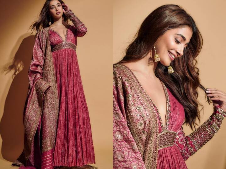 पूजा हेगड़े का ये वीशेप नेक अनारकली बेहद खूबसूरत है. इसे भी ईद के खास मौके पर पहनने के लिए ऑप्शन के तौर पर देखा जा सकता है.