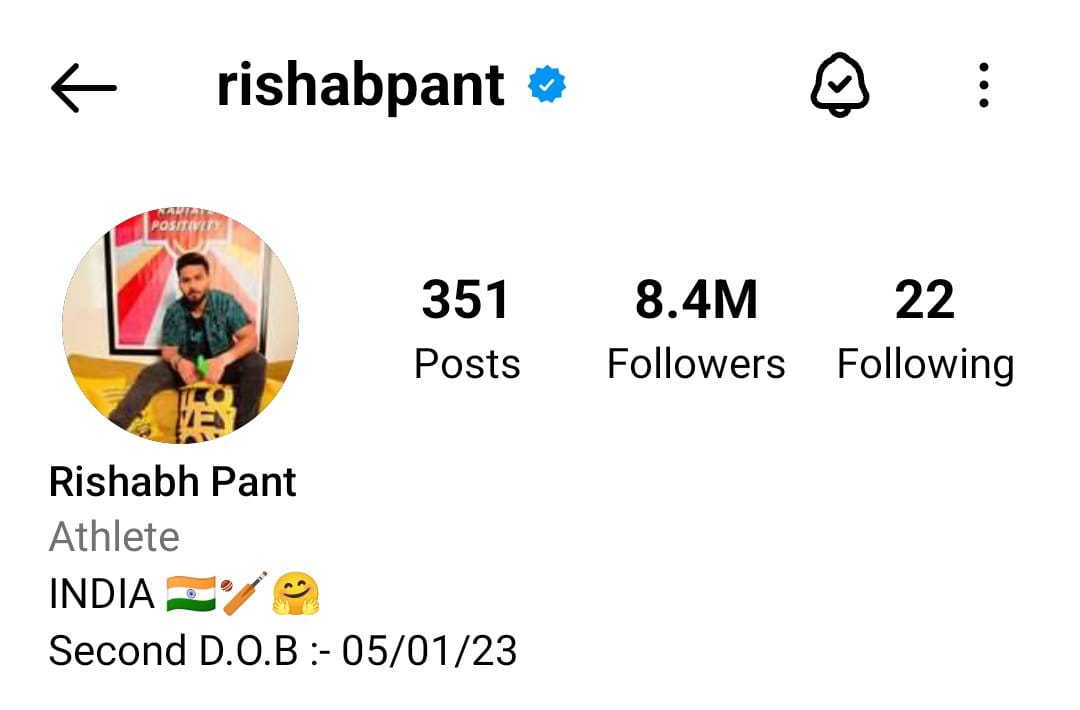 Rishabh Pant Makes Headlines With Instagram Bio Update Amid Swift Recovery Reports