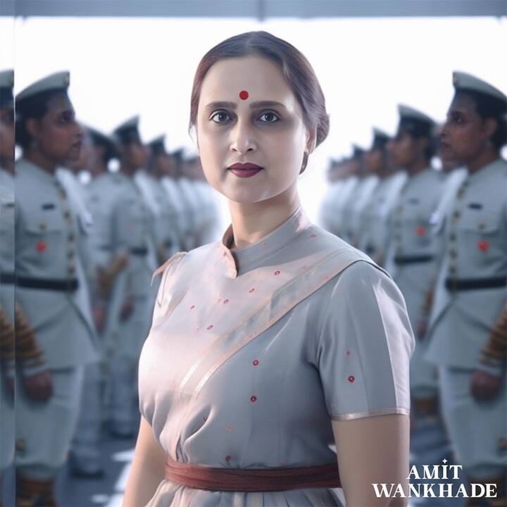 भाजप नेत्या चित्रा वाघ (Chitra Wagh) यांचा नौदल लष्करी लूक