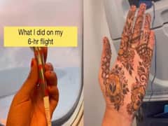 Woman Uses 6-Hour Flight To Decorate Her Hand With 'Mehndi', Watch Viral Video
