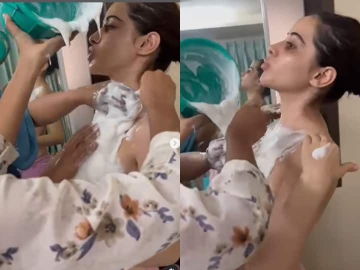 Uorfi Javed Covered Her Body with POP Topless Shocking Video Viral On Social Media अब क्या नया बवाल काटने वाली हैं Uorfi Javed!  बॉडी पर करवाया ये काम