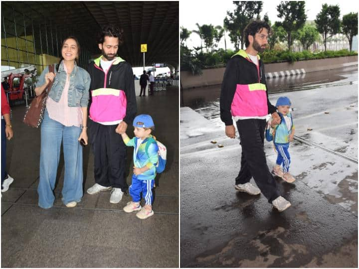 Nakuul Mehta Family Pics: बड़े अच्छे लगते हैं 3 के एक्टर नकुल मेहता आज अपनी पत्नी और बेटे के साथ एयरपोर्ट पर स्पॉट किए गए. इस दौरान एक्टर के नन्हे बेटे ने लाइमलाइट लूट ली.