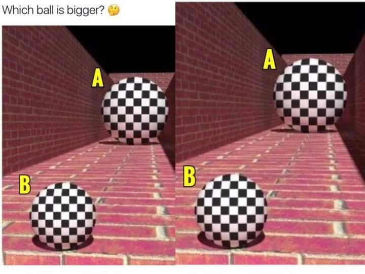 Optical illusion can you find which ball is bigger viral instagram post Optical Illusion: खुद को मानते हैं तेज तो बताइए कौन सी बॉल बड़ी है? आसान नहीं है जवाब