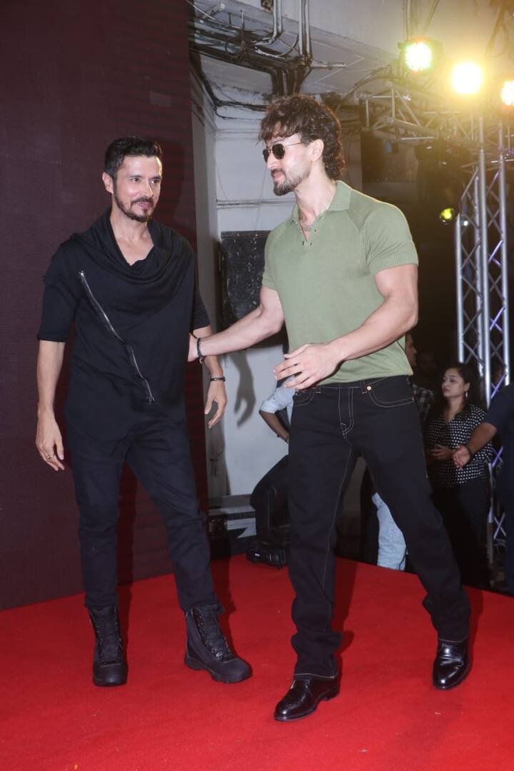 Darshan Kumar and Tiger Shroff showed camaraderie as they arrived for the film's screening in Mumbai.
