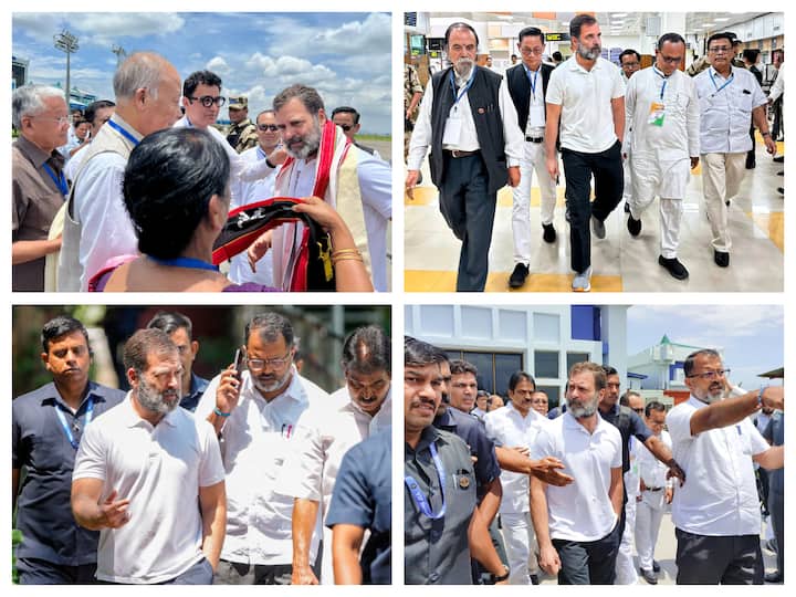 Congress leader Rahul Gandhi arrived in violence-hit Manipur where he will meet people displaced by the ethnic strife in relief camps and hold talks with civil society organisations.