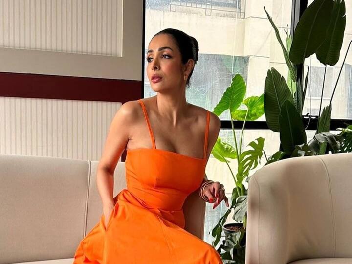 Malaika Arora stepped out in a bright orange midi dress, which is perfect for summer, in the latest photos.