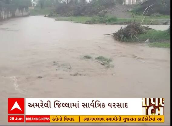 Amreli Rain | શરૂઆતમાં જ સારો વરસાદ થતા ખેડૂતોમાં આનંદો, ખેતરો થયા પાણીથી તરબોળ