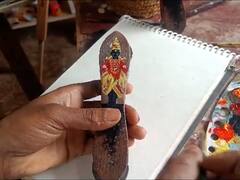 टाळ बोले चिपळीला नाच माझ्यासंग... आषाढीनिमित्त अवलियानं चिपळीवर साकारलं विठुरायाचं मनमोहक रुप