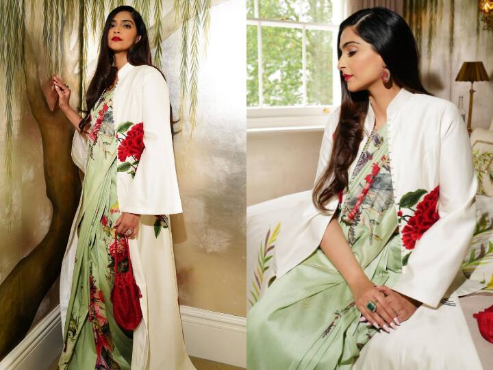 यूके के पीएम ऋषि सुनक के रिसेप्शन में फ्लोरल साड़ी में Sonam Kapoor लगीं कयामत, पति आनंद आहूजा भी हुए फिदा