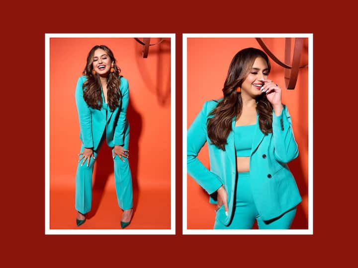 Huma Qureshi is currently gearing up for the release of her upcoming film 'Tarla' and recently she shared pictures on Instagram in a blue pantsuit.