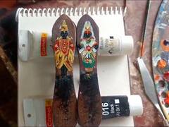 टाळ बोले चिपळीला नाच माझ्यासंग... आषाढीनिमित्त अवलियानं चिपळीवर साकारलं विठुरायाचं मनमोहक रुप