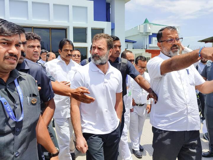 Congress leader Rahul Gandhi with party leader KC Venugopal at Imphal Airport, Manipur. This is the first visit of the Congress leader to the northeastern state since violence broke out on May 3. (Image Source: PTI)