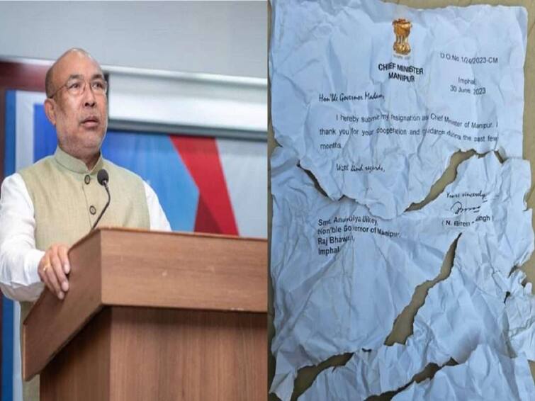 Manipur N Biren Singh Almost Quits Torn Resignation Letter viral on social media Manipur: பதவி விலக மாட்டேன் என்ற முதலமைச்சர்.. கிழித்தெறியப்பட்ட ராஜினாமா கடிதம்.. மணிப்பூரில் ட்விஸ்ட்க்கு மேல் ட்விஸ்ட்..!