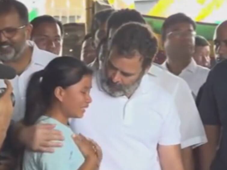 Manipur Violence Rahul Gandhi Consoles A Girl At Relief Camp In Moirang Watch Congress Rahul Gandhi Consoles A Girl At Relief Camp In Manipur's Moirang: Watch