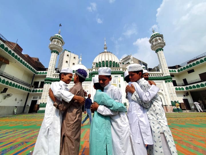 Namaz, sweets, people hugging…. Eid festival was celebrated in this style across the country