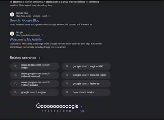 ਦਰਅਸਲ, ਗੂਗਲ ਪੇਜ ਨੰਬਰ ਨੂੰ ਦਰਸਾਉਣ ਲਈ ਇੰਨਾ ਲੰਬਾ ਸਪੈਲਿੰਗ ਲਿਖਦਾ ਹੈ। ਭਾਵ ਹਰ O ਦਾ ਮਤਲਬ ਹੈ ਇੱਕ ਪੰਨਾ ਅਤੇ ਤੁਸੀਂ 10 ਪੰਨਿਆਂ ਤੱਕ ਖੋਜੀ ਪੁੱਛਗਿੱਛ ਦੇਖ ਸਕਦੇ ਹੋ। ਜਿਵੇਂ ਹੀ ਤੁਸੀਂ ਕਿਸੇ ਵੀ ਓ 'ਤੇ ਕਲਿੱਕ ਕਰੋਗੇ, ਉਹ ਪੰਨਾ ਨੰਬਰ ਦੇ ਹਿਸਾਬ ਨਾਲ ਖੁੱਲ੍ਹ ਜਾਵੇਗਾ।