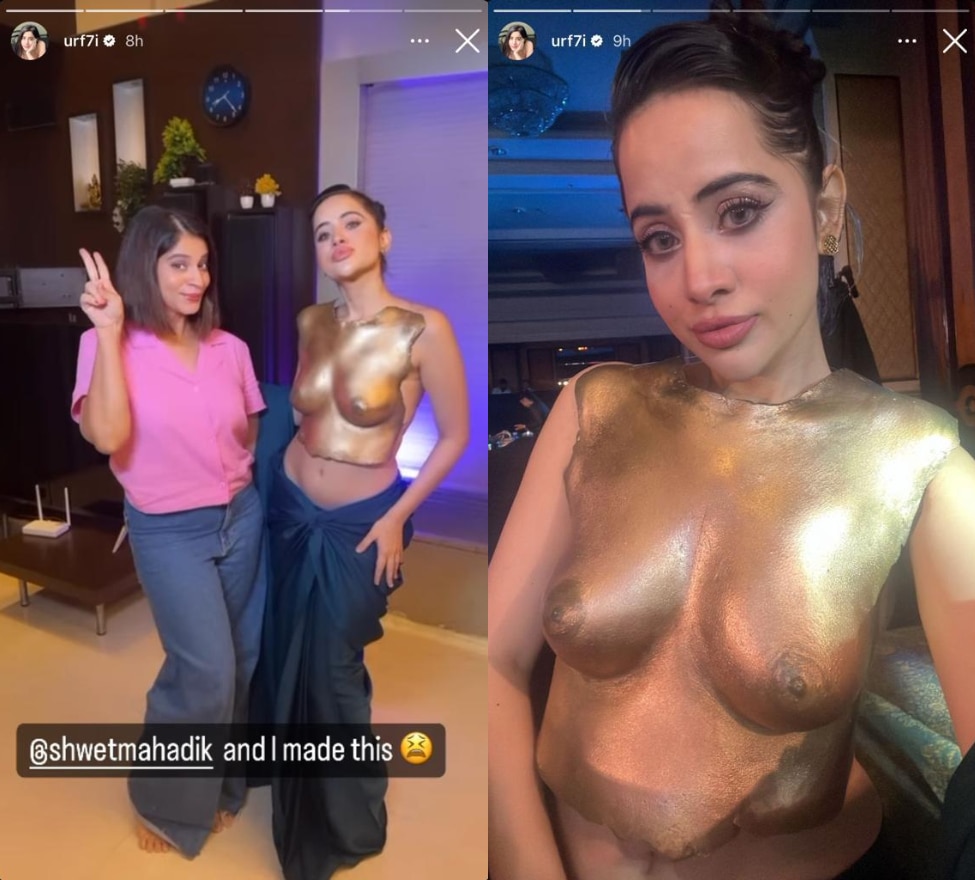 Uorfi Javed Leaves Audience Spellbound In A Transparent Gold Body Paint