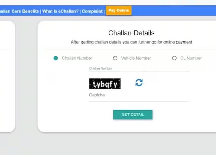 Step 3: ਹੁਣ ਇੱਕ ਨਵਾਂ ਪੰਨਾ ਖੁੱਲ੍ਹੇਗਾ। ਇੱਥੇ ਤੁਹਾਨੂੰ ਚਲਾਨ ਨੰਬਰ, ਵਾਹਨ ਨੰਬਰ (ਚੈਸਿਸ/ਇੰਜਣ ਨੰਬਰ ਦੇ ਨਾਲ) ਜਾਂ ਤੁਹਾਡੇ ਡਰਾਈਵਿੰਗ ਲਾਇਸੈਂਸ ਨੰਬਰ ਵਿੱਚੋਂ ਕੋਈ ਇੱਕ ਦਰਜ ਕਰਨਾ ਹੋਵੇਗਾ। ਇਸ ਤੋਂ ਬਾਅਦ 'ਗੈਟ ਡਿਟੇਲ' ਬਟਨ 'ਤੇ ਕਲਿੱਕ ਕਰੋ। ਹੁਣ ਅਗਲੇ ਪੰਨੇ 'ਤੇ ਤੁਹਾਨੂੰ ਵਾਹਨ ਦੇ ਚਲਾਨ ਦੀ ਸਥਿਤੀ ਦਿਖਾਈ ਦੇਵੇਗੀ। ਜੇਕਰ ਤੁਹਾਡੇ ਵਾਹਨ 'ਤੇ ਕੋਈ ਚਲਾਨ ਨਹੀਂ ਹੈ, ਤਾਂ ਚਲਾਨ ਨਹੀਂ ਪਾਇਆ ਜਾਵੇਗਾ।