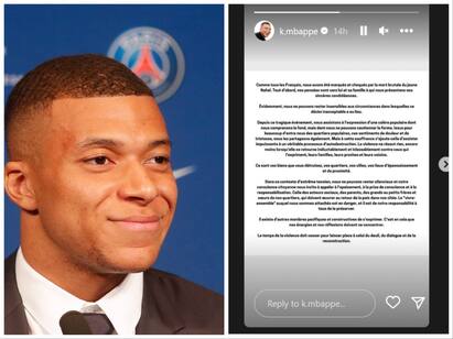 Kylian Mbappe and French football team call for end to violence in country Kylian Mbappe: ”போதும் நிறுத்துங்கள் போராட்டத்தை வன்முறையாக மாற்ற வேண்டாம்” -  கால்பந்து வீரர் எம்பாப்பே