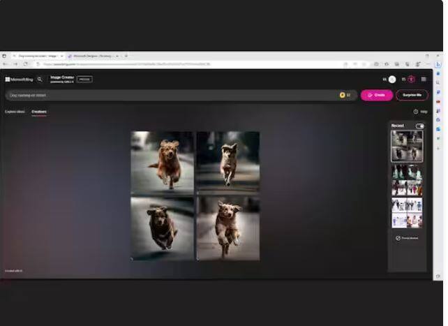 ਹੁਣ ਖੋਜ ਬਕਸੇ ਵਿੱਚ ਆਪਣੀ ਪੁੱਛਗਿੱਛ ਦਰਜ ਕਰੋ ਜਿਵੇਂ ਕਿ - Dog Running On Street। ਨਤੀਜਾ ਕੁਝ ਸਕਿੰਟਾਂ ਵਿੱਚ ਤੁਹਾਡੇ ਸਾਹਮਣੇ ਆ ਜਾਵੇਗਾ। ਇਸ ਤਰ੍ਹਾਂ ਤੁਸੀਂ AI ਦੀ ਮਦਦ ਨਾਲ ਕੋਈ ਵੀ ਤਸਵੀਰ ਜਨਰੇਟ ਕਰ ਸਕਦੇ ਹੋ।