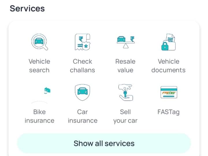 इसके बाद, मेन इंटरफेस पर Vehicle search वाले आइकन पर क्लिक करें.