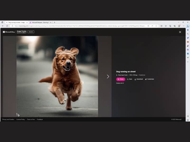 अच्छी बात ये है कि आप इमेज को अपने हिसाब से माइक्रोसॉफ्ट डिज़ाइनर टूल की मदद से कस्टमाइज भी कर सकते हैं. साथ ही इमेज को डाउनलोड और शेयर भी आसनी से किया जा सकता है. ध्यान दें, कुछ कंटेंट को आप इमेज के रूप में डेवलप नहीं कर पाएंगे, खासकर जो एक्सप्लिसिट हो या नियम के खिलाफ हो.
