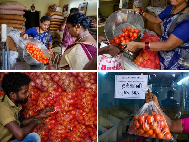 Long queues were seen in Chennai as the Tamil Nadu government on Tuesday launched the sale of tomatoes at subsidised rates at fair price shops.