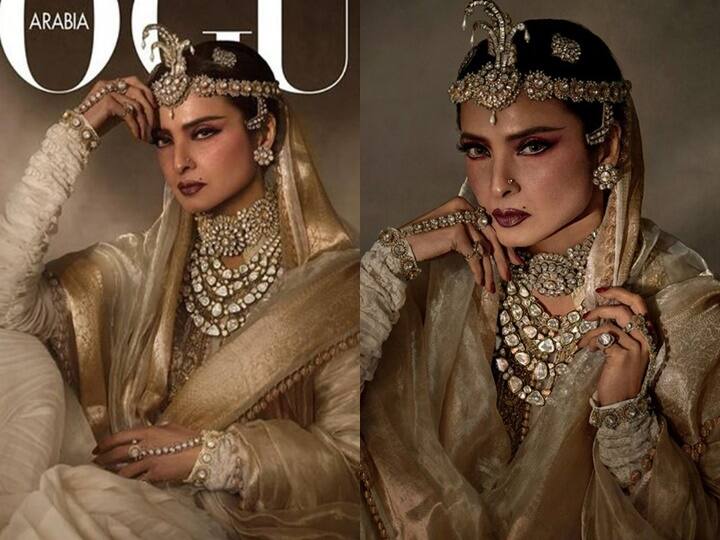 Rekha Latest Pics: एव्हरग्रीन अभिनेत्री रेखाचे सौंदर्य तिच्या वयासोबत वाढत आहे. नुकतेच तिने व्होग दुबई या प्रसिद्ध मासिकासाठी फोटोशूट केले आहे.