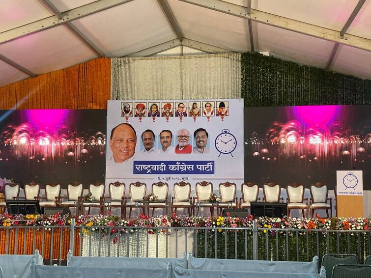 Despite Rift, Sharad Pawar's Photo Features On Poster Set On Stage Where Ajit Pawar's Camp Will Meet Maharashtra crisis Despite Sharad Pawar's No, His Photo Used By Ajit Pawar Camp Ahead Of Meeting