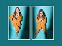 Huma Qureshi Poses In A Light Brown Pantsuit