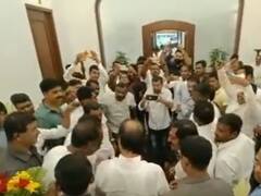 Ajit Pawar's Supporters Meet Him At His Mumbai Residence Ahead Of NCP Leaders' Meet. Watch