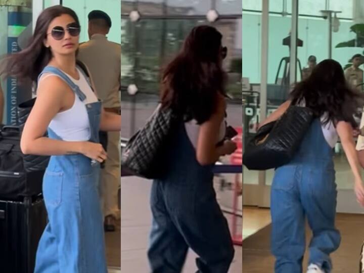 Daisy Shah Video Viral Actress Looked In Tension Run To Catch Her Flight Watch Here Watch: एयरपोर्ट पर जल्दी में क्यों दौड़ती नजर आईं डेजी शाह? एक्ट्रेस के चेहरे पर भी दिखी टेंशन