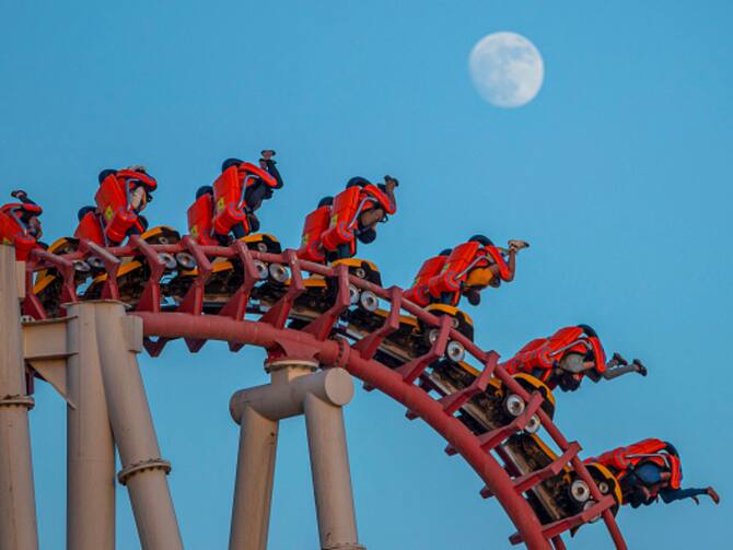 Crazy moment roller coaster stops, strands riders upside down