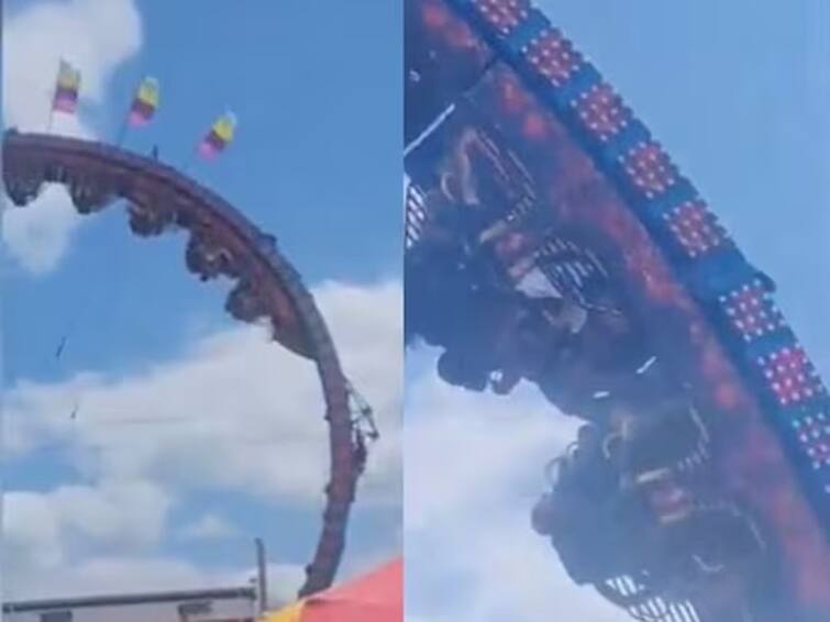 Riders Stuck Video: roller coaster breaks eight people hung upside down for about three hours Riders: હવામાં રૉલર કૉસ્ટર તુટ્યું, 3 કલાક સુધી હવામાં લટકતા રહ્યાં બાળકો, ડરાવનો વીડિયો થયો વાયરલ....