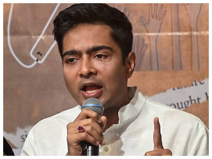 TMC National General Secretary Abhishek Banerjee interacts with media during 'Meet The Press' event ahead of the state Panchayat polls, in Kolkata. (Image: PTI)