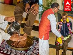 Shivraj Singh Chouhan Wash Tribal Man Feet : ஆதிவாசிக்கு பாத பூஜை பாஜக பாவ மன்னிப்பு!